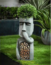 Solar Garden Sculpture Set With Stone-Effect Human Figures For Outdoor Decor To Enhance Gardens And Patios