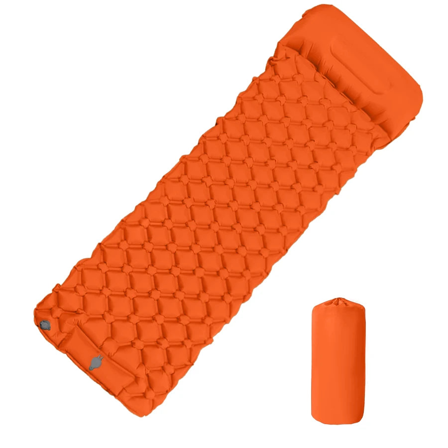 Outdoor Camping Inflatable Mattress Sleeping Pad With Pillows Ultralight Air Mat Built In Inflator Pump Hiking 7