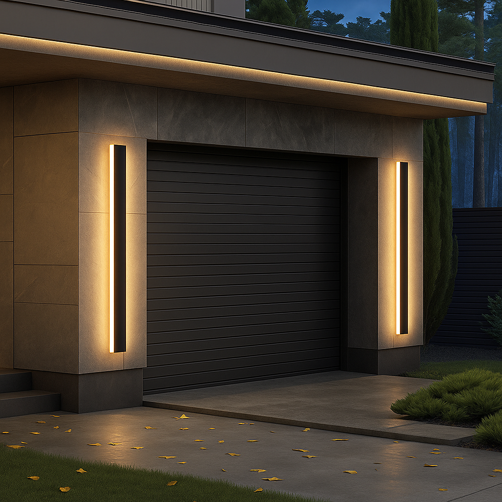 Udendørs LED-væglampe med slankt lineært design til terrasser og indgange i moderne stil