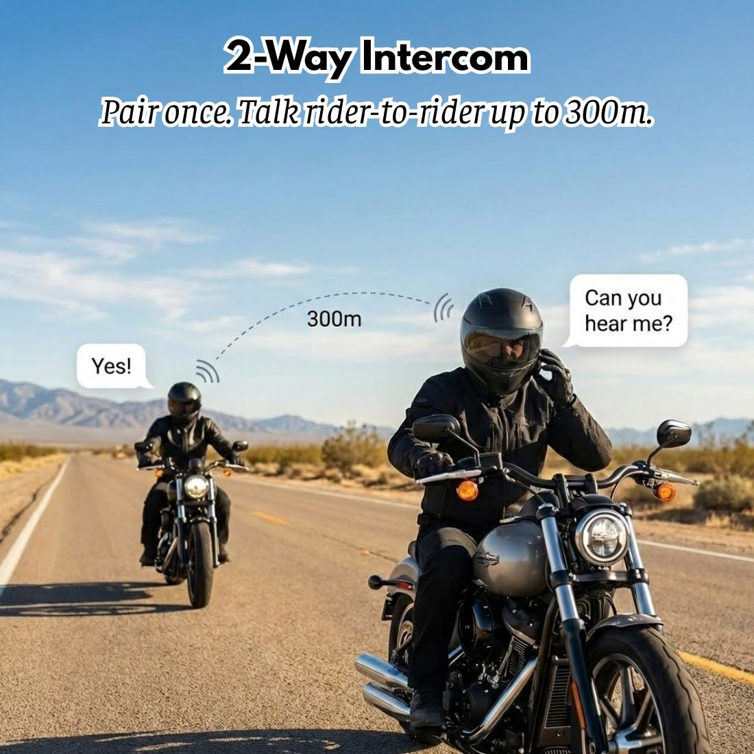 P10 2X Motorcycle Helmet Intercom (2-Rider, 300m, IPX6, BT 5.3) 3