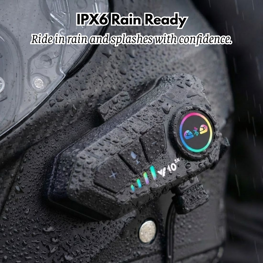 P10 2X Motorcycle Helmet Intercom (2-Rider, 300m, IPX6, BT 5.3) 4