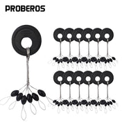PRO BEROS 60Pcs 10Set Black Rubber Space Beans Oval Stopper Fishing Bobber Float Catfish Flotador Fishing Float Folat Line Stops 0