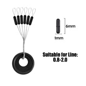 PRO BEROS 60Pcs 10Set Black Rubber Space Beans Oval Stopper Fishing Bobber Float Catfish Flotador Fishing Float Folat Line Stops 11