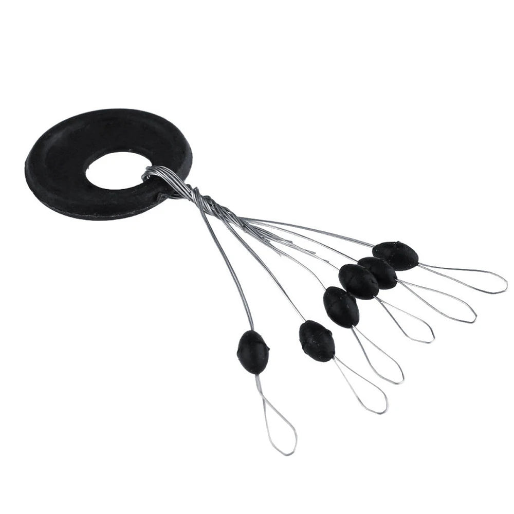 PRO BEROS 60Pcs 10Set Black Rubber Space Beans Oval Stopper Fishing Bobber Float Catfish Flotador Fishing Float Folat Line Stops 2
