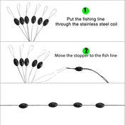 PRO BEROS 60Pcs 10Set Black Rubber Space Beans Oval Stopper Fishing Bobber Float Catfish Flotador Fishing Float Folat Line Stops 4