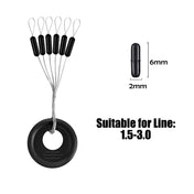 PRO BEROS 60Pcs 10Set Black Rubber Space Beans Oval Stopper Fishing Bobber Float Catfish Flotador Fishing Float Folat Line Stops 6