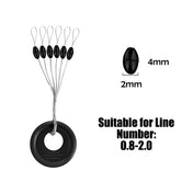 PRO BEROS 60Pcs 10Set Black Rubber Space Beans Oval Stopper Fishing Bobber Float Catfish Flotador Fishing Float Folat Line Stops 8