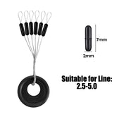 PRO BEROS 60Pcs 10Set Black Rubber Space Beans Oval Stopper Fishing Bobber Float Catfish Flotador Fishing Float Folat Line Stops 9