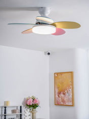 Loftventilator i blomstermotiv med LED-lys