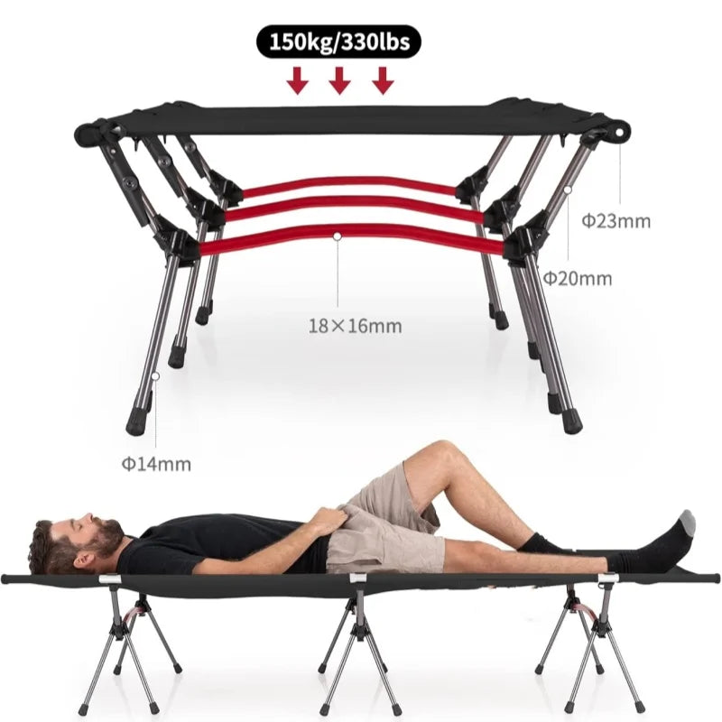 Portable Outdoor Camping Bed Ultra light Aluminum Alloy Easy-to-Assemble Folding Bed For Adults & Kids Children 1