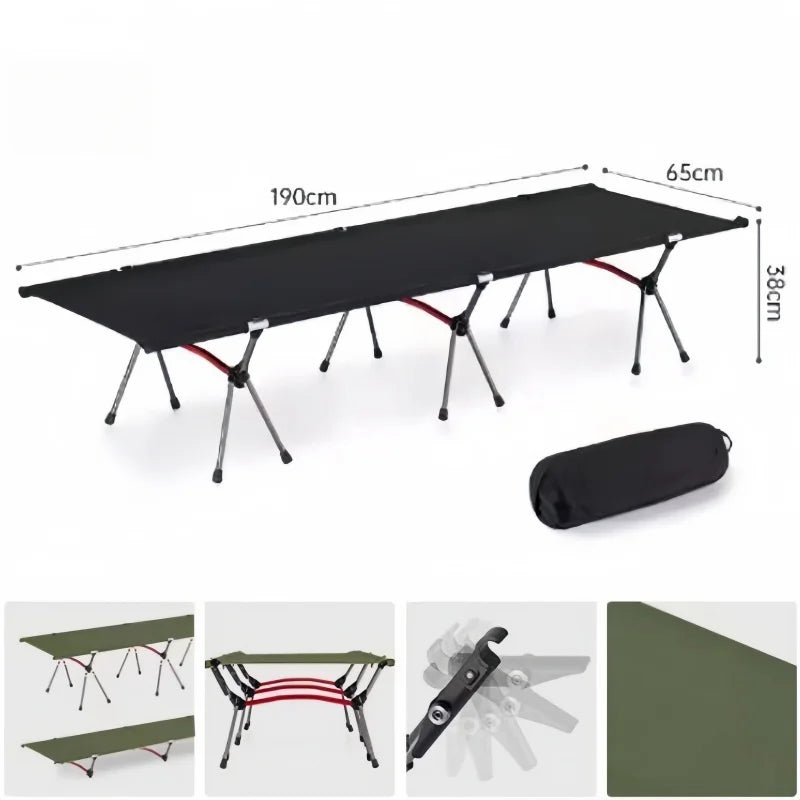 Portable Outdoor Camping Bed Ultra light Aluminum Alloy Easy-to-Assemble Folding Bed For Adults & Kids Children 6