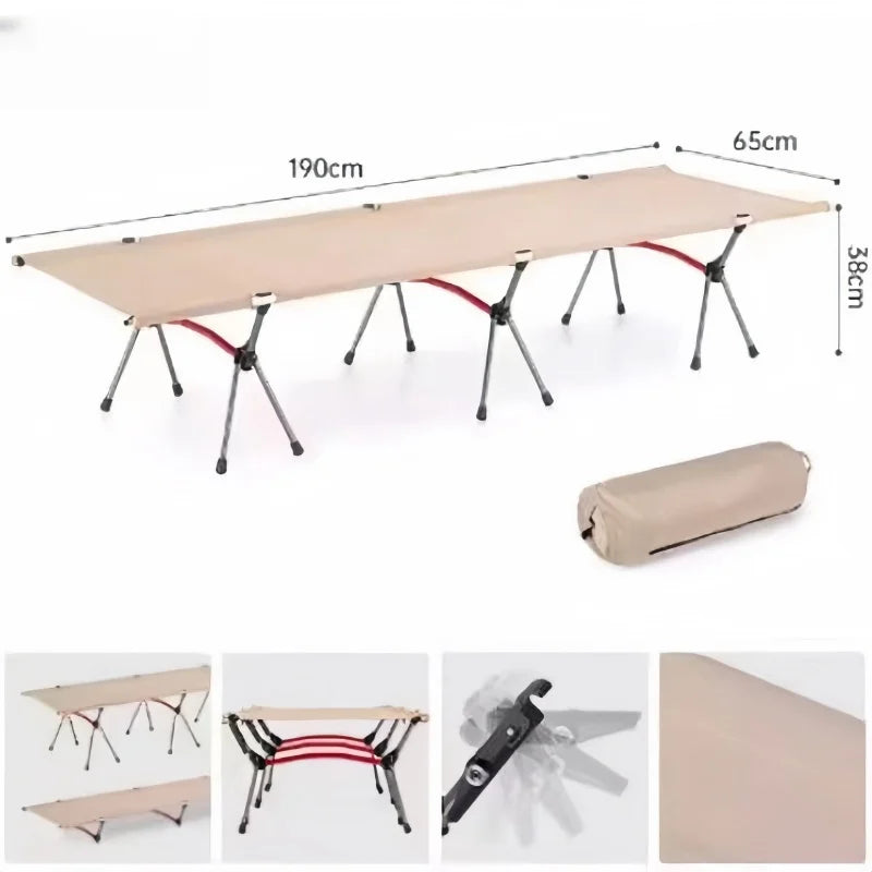 Portable Outdoor Camping Bed Ultra light Aluminum Alloy Easy-to-Assemble Folding Bed For Adults & Kids Children 7