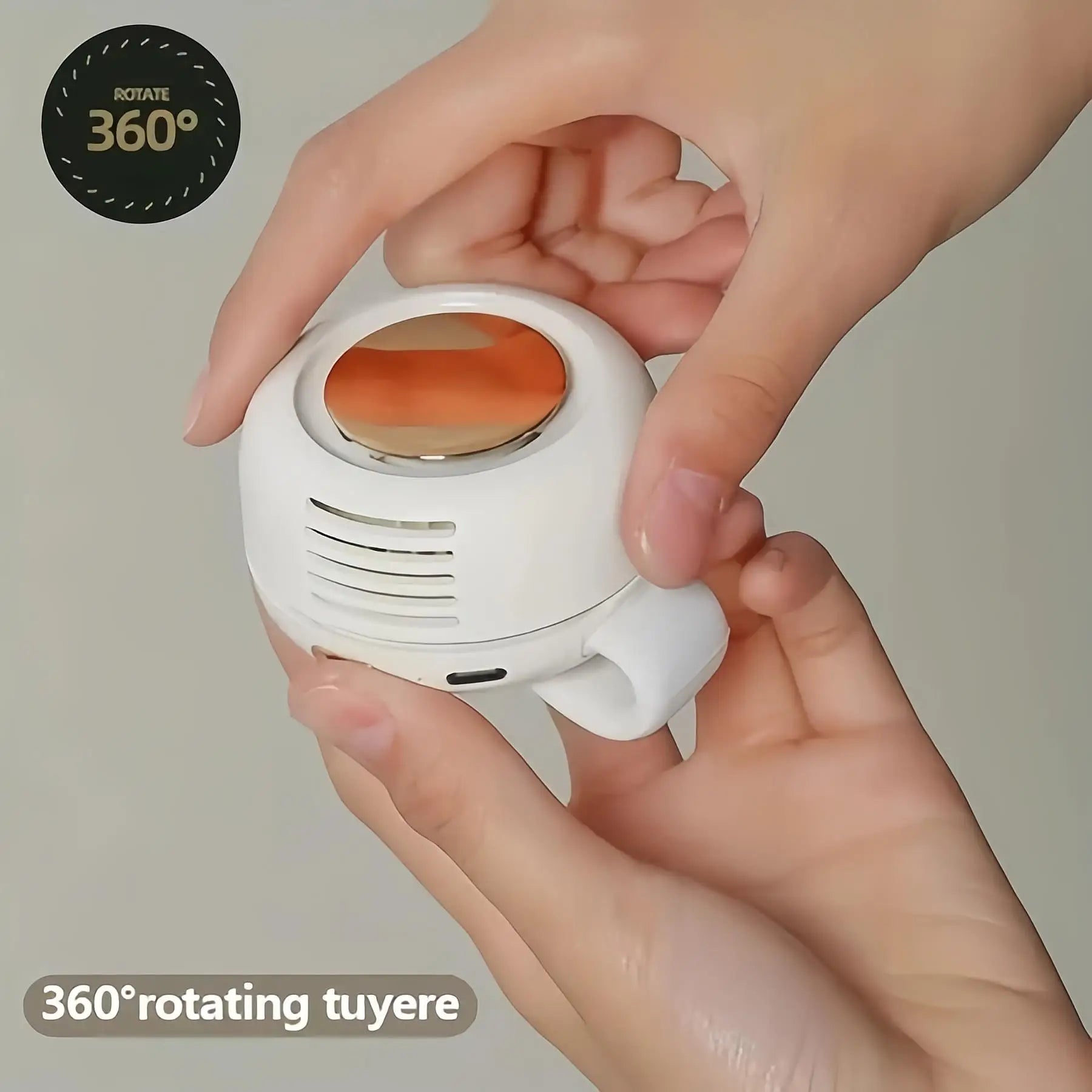 Portable Silent Fan Mini USB Rechargeable Bladeless Electric Clip-on Fan Adjustable 3-Speed Waist Fan Rotating Body Fan 2