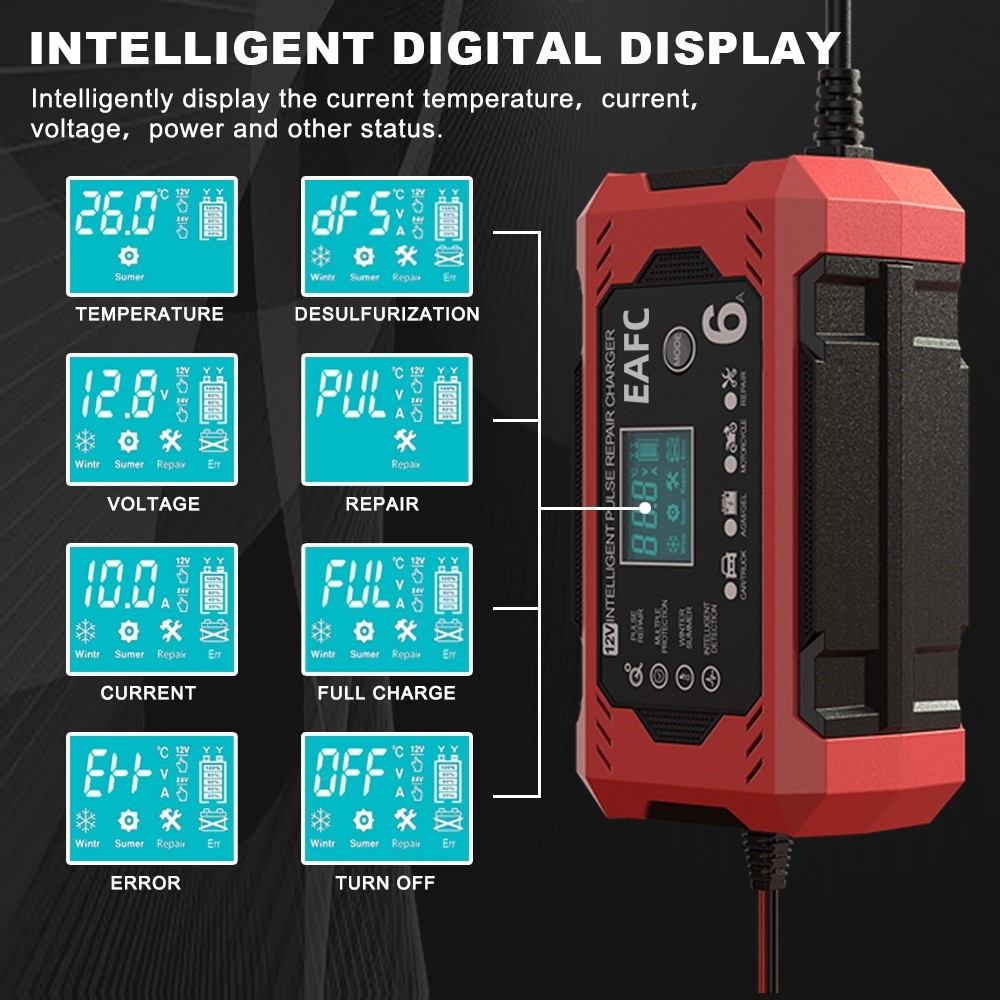 PowerPulse Battery Charger | 12V/24V with Pulse Repair and LCD Display 3