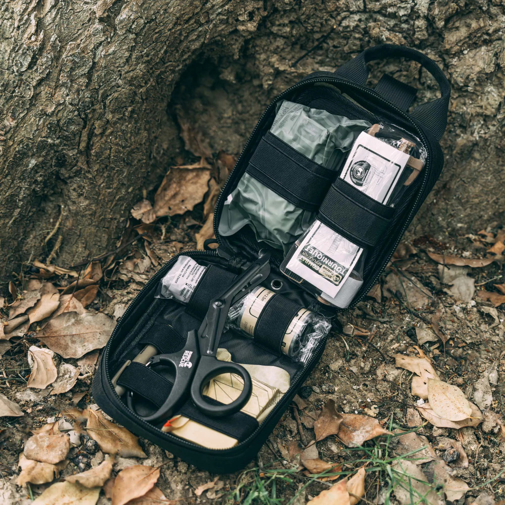 RHINO RESCUE EDC IFAK Survival Trauma Kit Molle Tactical Pouch With Metal Tourniquets,Bandage,Chest Seal For Camping Hiking Bag 5