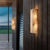 Rectangular Alabaster Wall Sconce | Outdoor Wall Lights | Modern Wall Lamp | Integrated LED Lighting Fixture | Elegant Indoor Sconce - Zardee-5