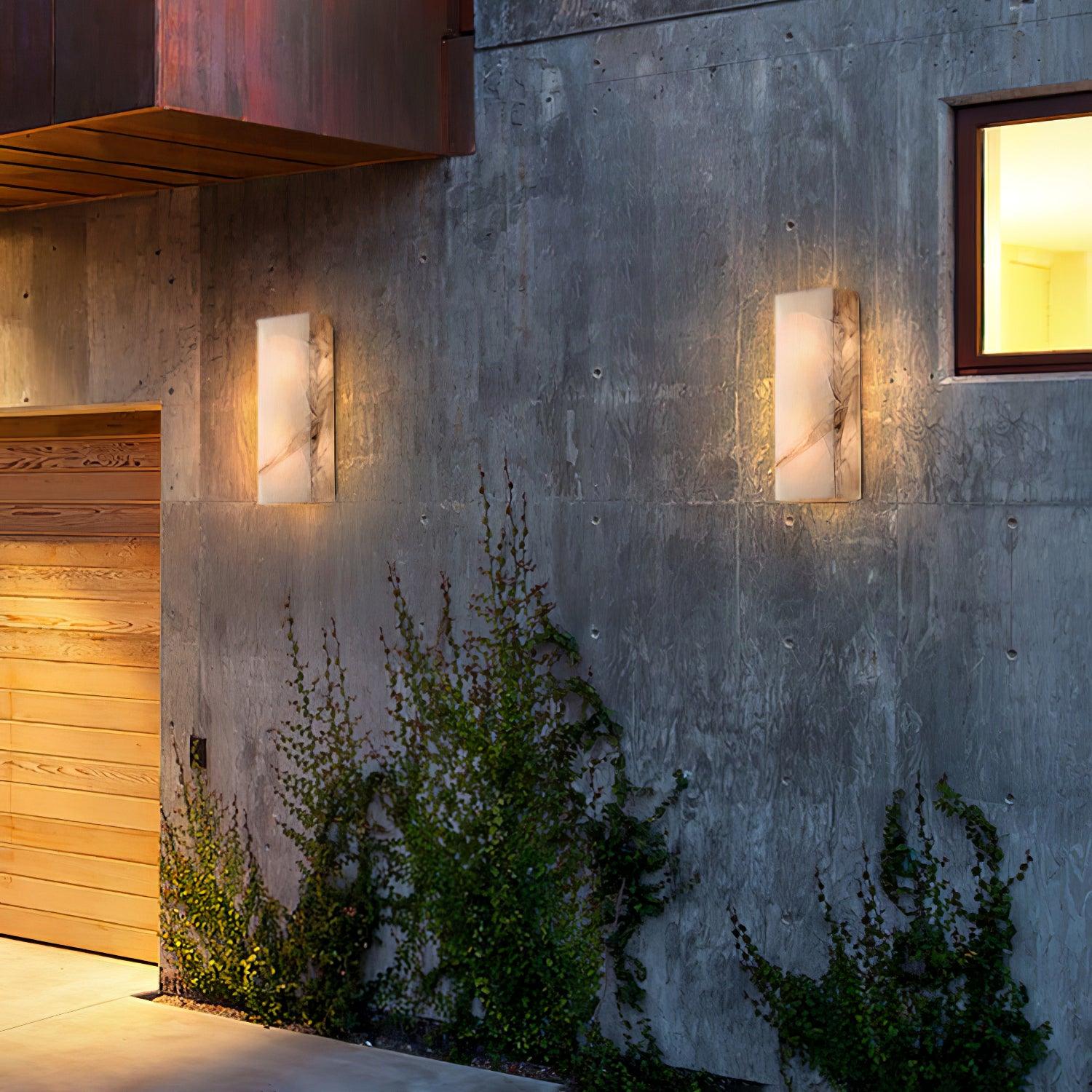 Rectangular Alabaster Wall Sconce | Outdoor Wall Lights | Modern Wall Lamp | Integrated LED Lighting Fixture | Elegant Indoor Sconce - Zardee-4