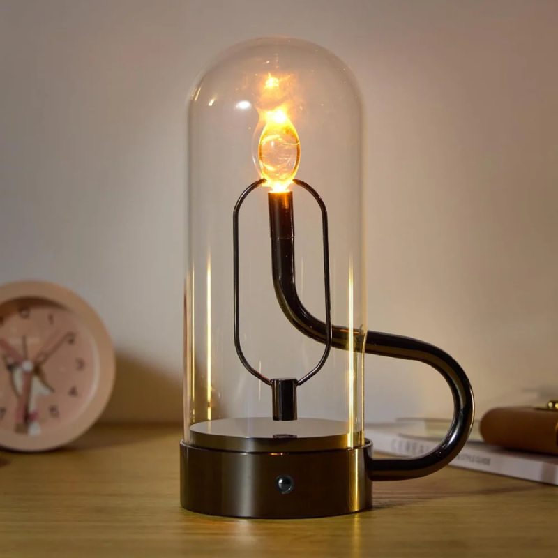 Portable LED Table Lamp | Flame-Inspired Bedside Light | Wireless Charging Desk Lamp | Touch Control Cordless Fixture | Compact Battery Operated Lamp - Zardee 3