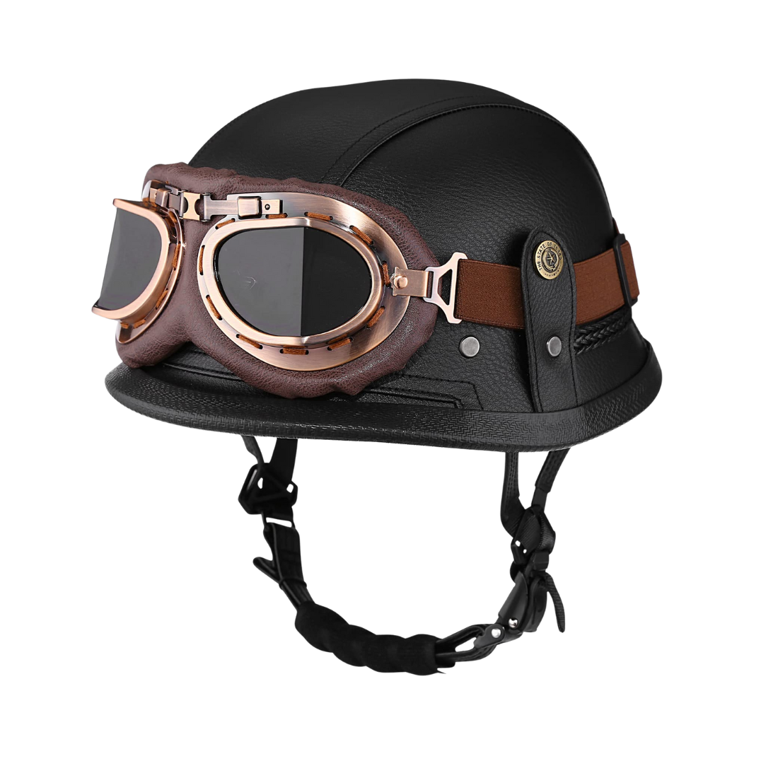 Retro German Leather Half Helmet Motorcycle - DOT Certification 0