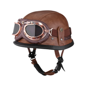 Retro German Leather Half Helmet Motorcycle - DOT Certification 1