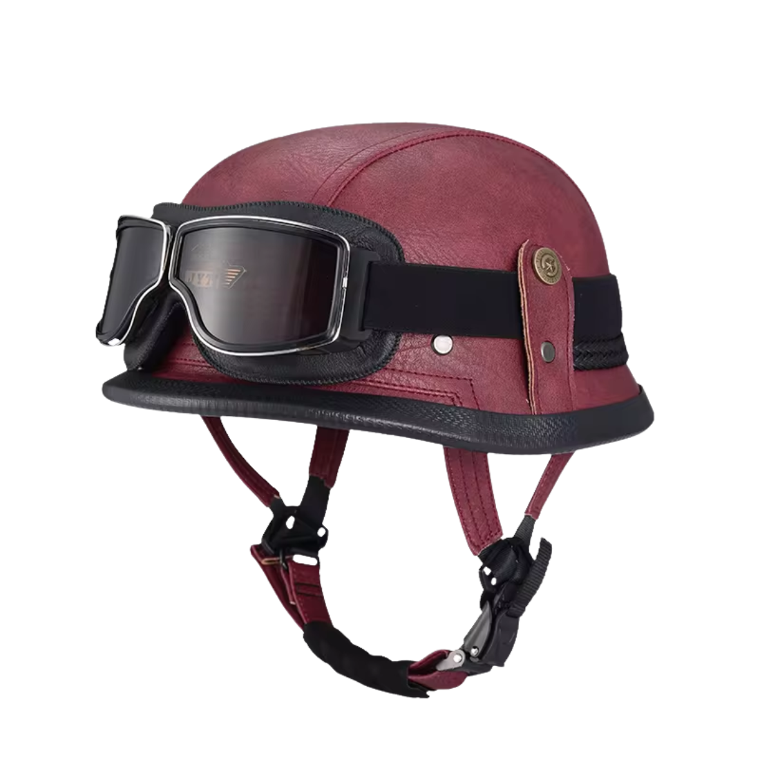Retro German Leather Half Helmet Motorcycle - DOT Certification 10