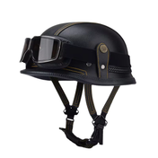Retro German Leather Half Helmet Motorcycle - DOT Certification 12