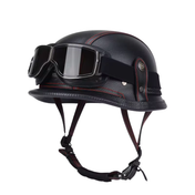 Retro German Leather Half Helmet Motorcycle - DOT Certification 13