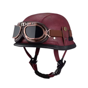 Retro German Leather Half Helmet Motorcycle - DOT Certification 2