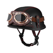 Retro German Leather Half Helmet Motorcycle - DOT Certification 6
