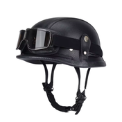 Retro German Leather Half Helmet Motorcycle - DOT Certification 7