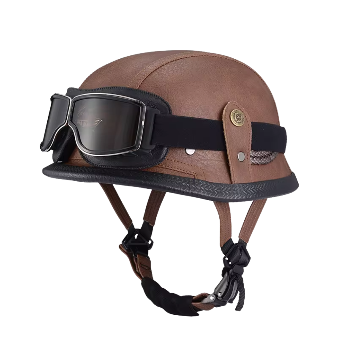 Retro German Leather Half Helmet Motorcycle - DOT Certification 8