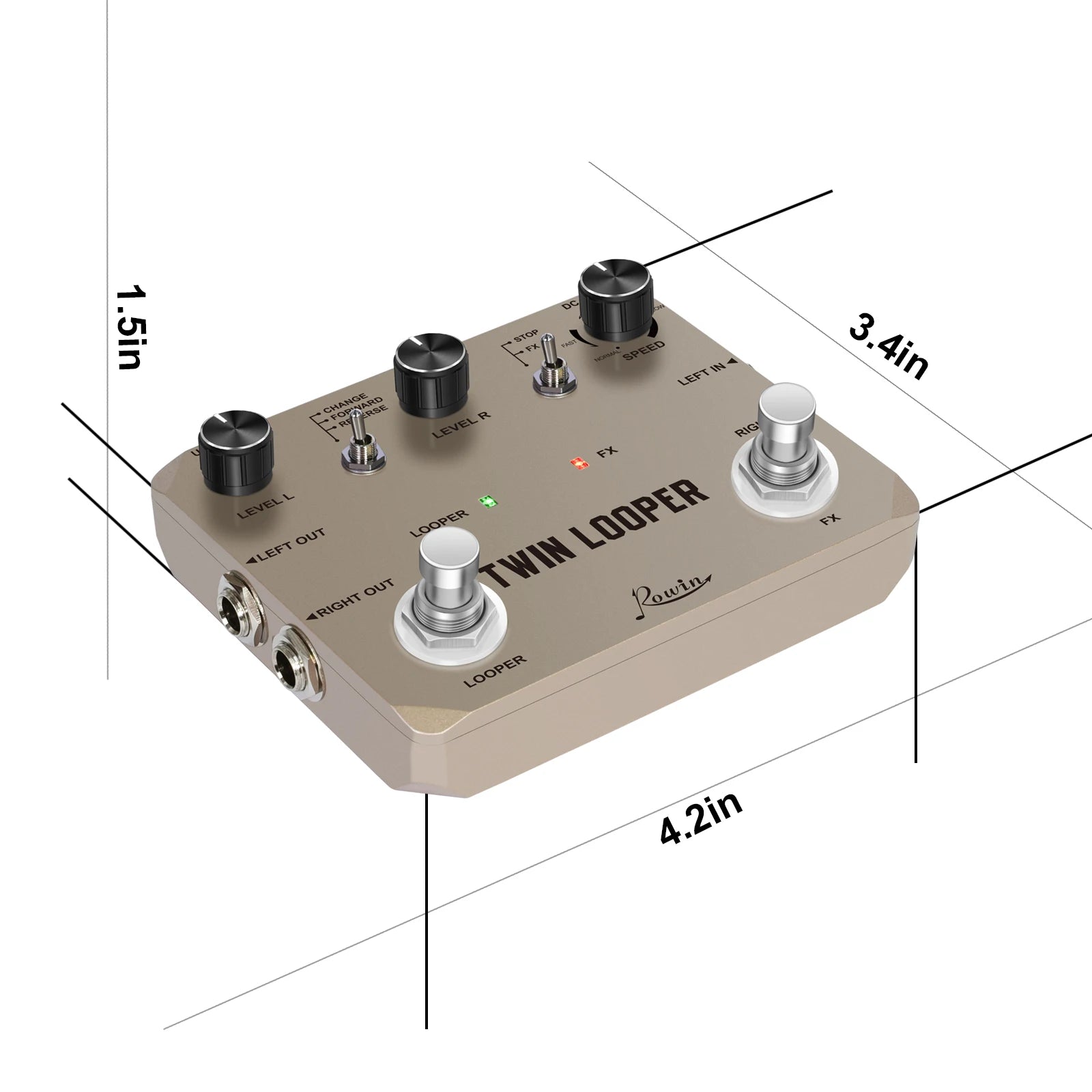 Rowin Twin Looper Station Guitar Dual Footswitch Pedal 11 Types Effect 10 mins Recording For Guitarists Electric Guitar Bass 3