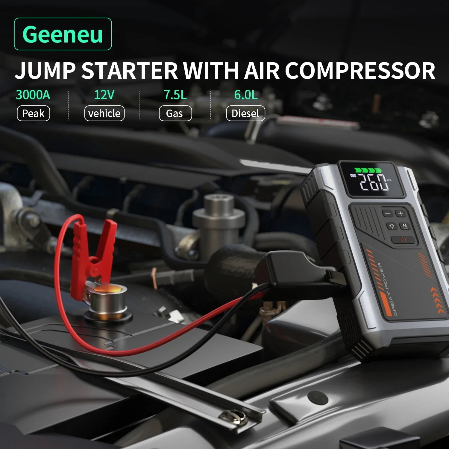 Compact All-In-One TrailSpark Portable Jump Starter With Air Compressor
