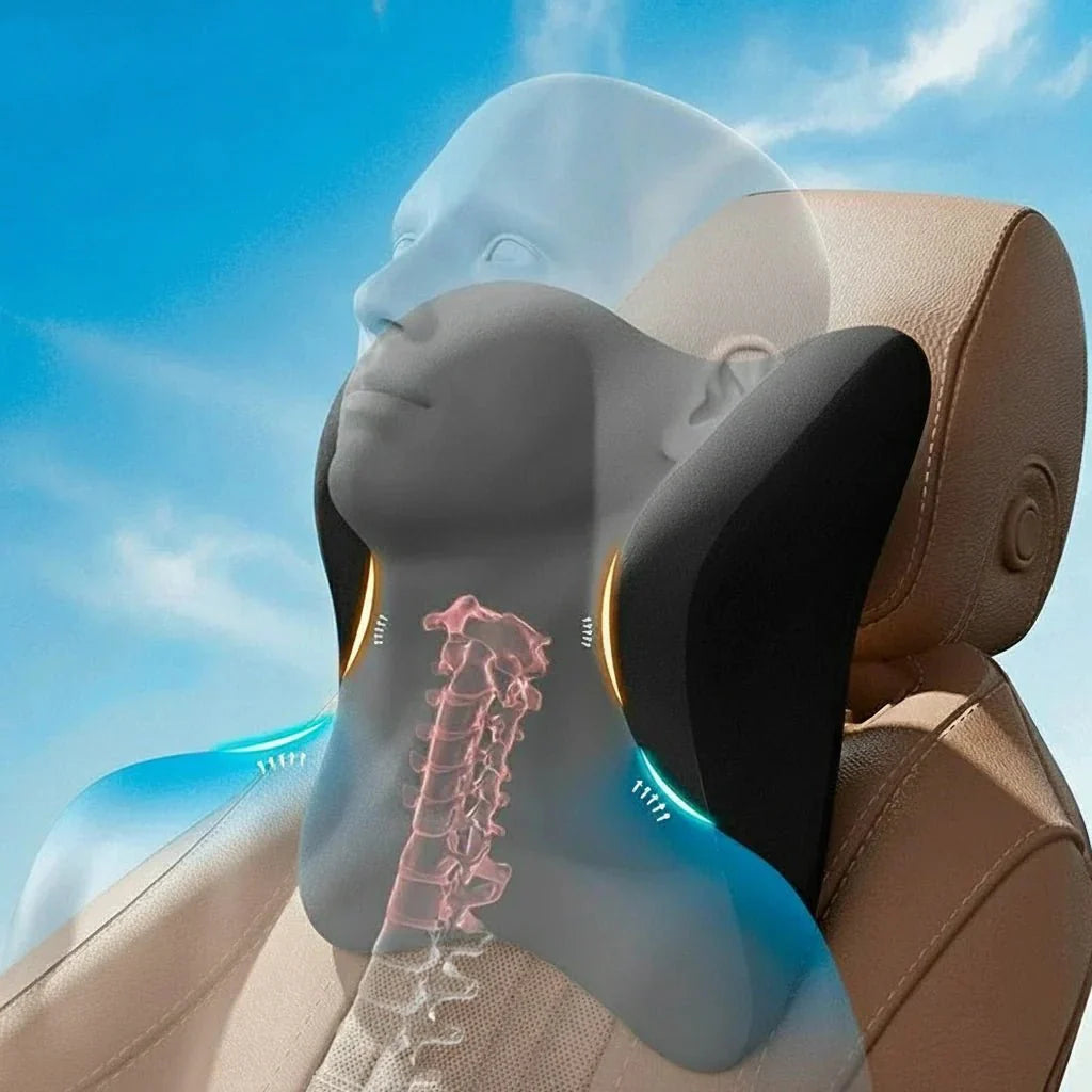 כרית צוואר ומותן אוטומטית מנוספת זיכרון NovaEase לנוחות מקסימלית בדרכים בנסיעות ארוכות ובטיולים