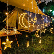 Solar String Lights With Star And Moon Hanging Shapes For Outdoor Decor