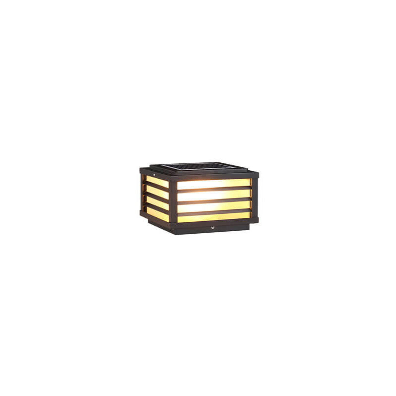 Lampe murale solaire extérieure noire, design carré pour montage sur clôture, pour murs et espaces de vie extérieurs