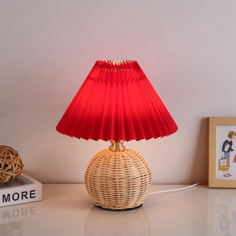 Variant image for Nordic Rattan Table Lamp | LED Bedside Lamp | Modern Bedroom Light | Stylish Nightstand Fixture | USB Plug-in Lamp - Zardee-6