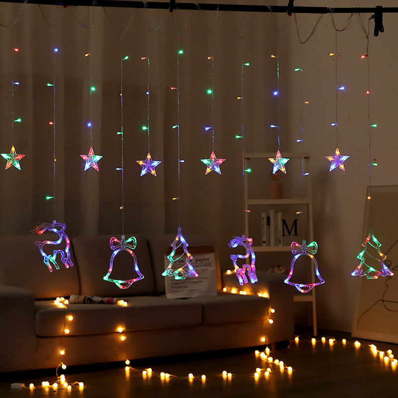 Solar String Lights With Star And Moon Hanging Shapes For Outdoor Decor