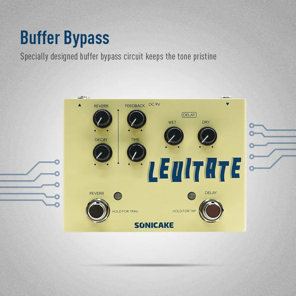 SONICAKE Levitate Dual Footswitch Stompbox Digital Delay and Reverb Guitar Effects Pedal QDS-02 4