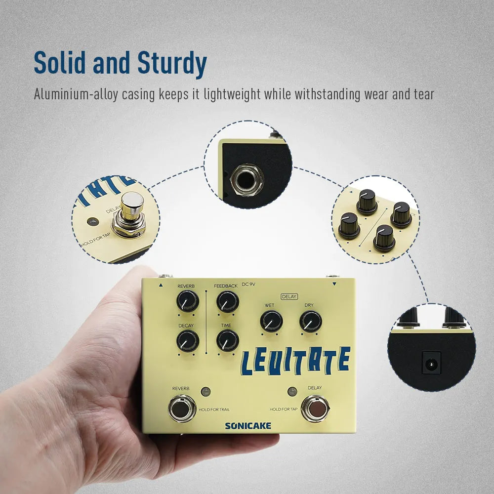 SONICAKE Levitate Dual Footswitch Stompbox Digital Delay and Reverb Guitar Effects Pedal QDS-02 5