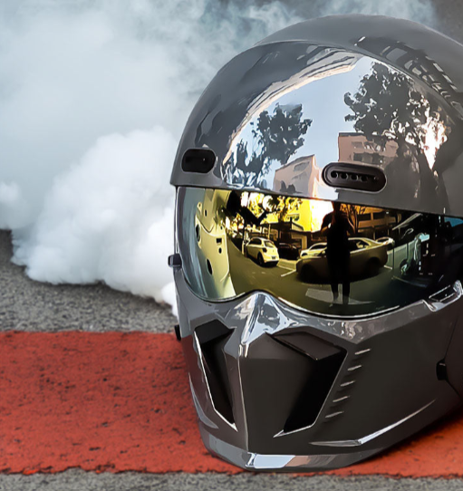 Integreret motorcykelhjelm med let konstruktion og effektiv ventilation til alle ture