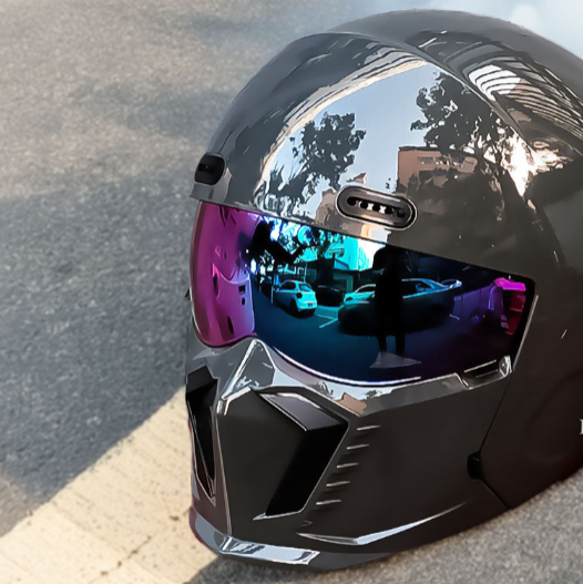 Integreret motorcykelhjelm med let konstruktion og effektiv ventilation til alle ture