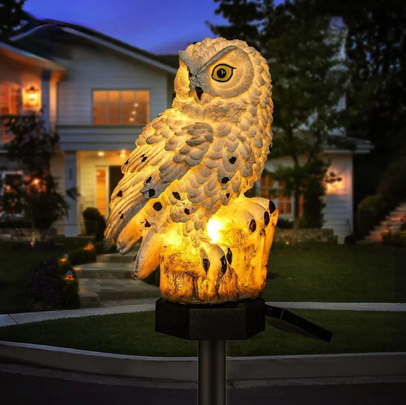 Bright Solar Owl Garden Light With LED Outdoor Decorative Stake Lamp For Pathways And Walkways