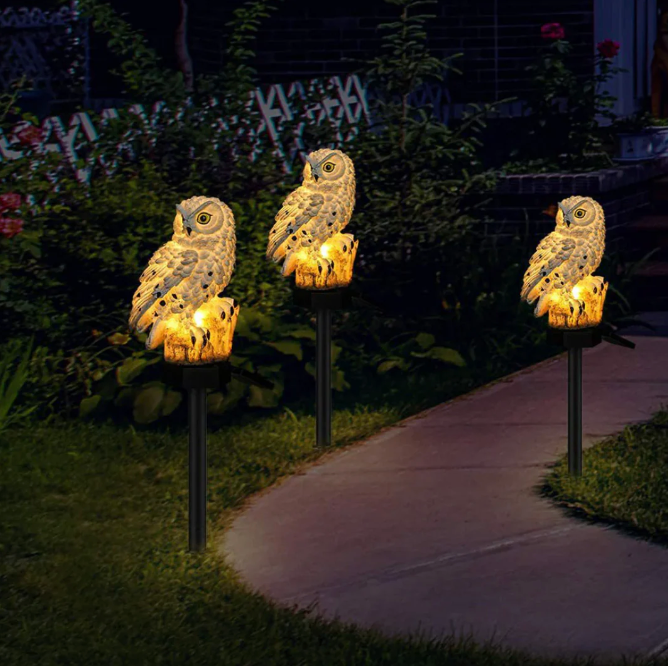 Bright Solar Owl Garden Light With LED Outdoor Decorative Stake Lamp For Pathways And Walkways