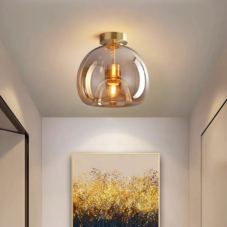 Modern Flush Mount Ceiling Light | LED Ceiling Light Fixture | Nordic Style Home Lighting | Vintage Copper Finish | Elegant Ceiling Light - Zardee 5
