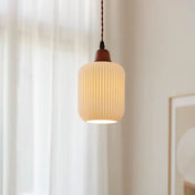 Suspension en céramique rustique avec accent en chêne pour salle à manger ou luminaire de plafond de cuisine style