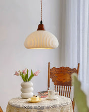 Suspension en céramique rustique avec accent en chêne pour salle à manger ou luminaire de plafond de cuisine style