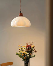 Suspension en céramique rustique avec accent en chêne pour salle à manger ou luminaire de plafond de cuisine style