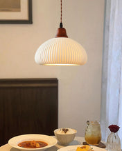 Suspension en céramique rustique avec accent en chêne pour salle à manger ou luminaire de plafond de cuisine style