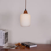 Suspension en céramique rustique avec accent en chêne pour salle à manger ou luminaire de plafond de cuisine style